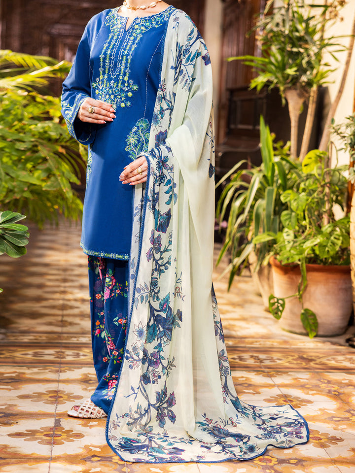 Cotton Blue Stitched Suit - Almirah