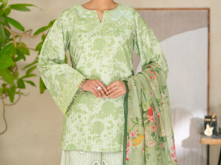 Swiss Jacquard Green Stitched Suit - Almirah