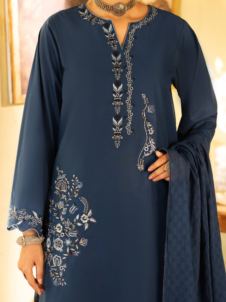 Cotton Blue Stitched Suit - Almirah