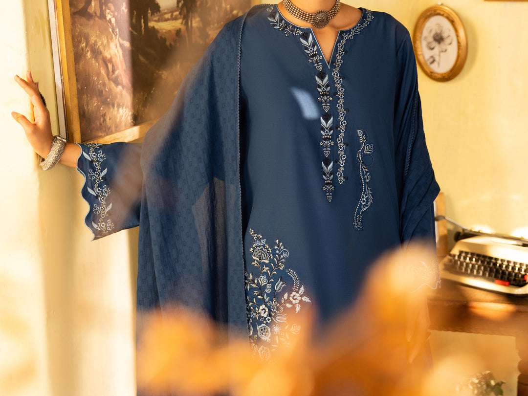 Cotton Blue Stitched Suit - Almirah