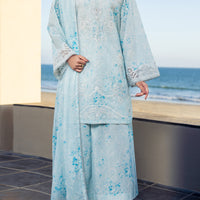 Cotton Sky Blue Stitched Suit - Almirah