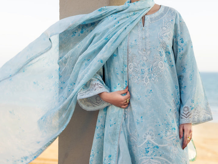 Cotton Sky Blue Stitched Suit - Almirah
