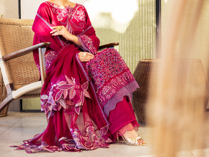 Cotton Fuchsia Unstitched Suit - Almirah