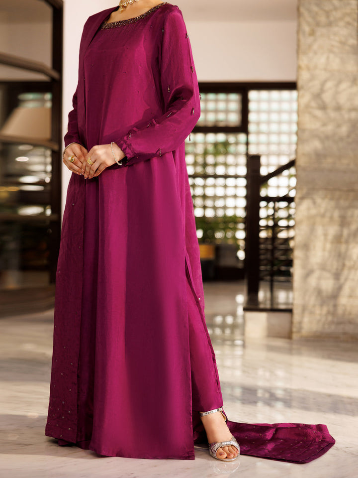 Silk Purple Stitched Suit - Almirah