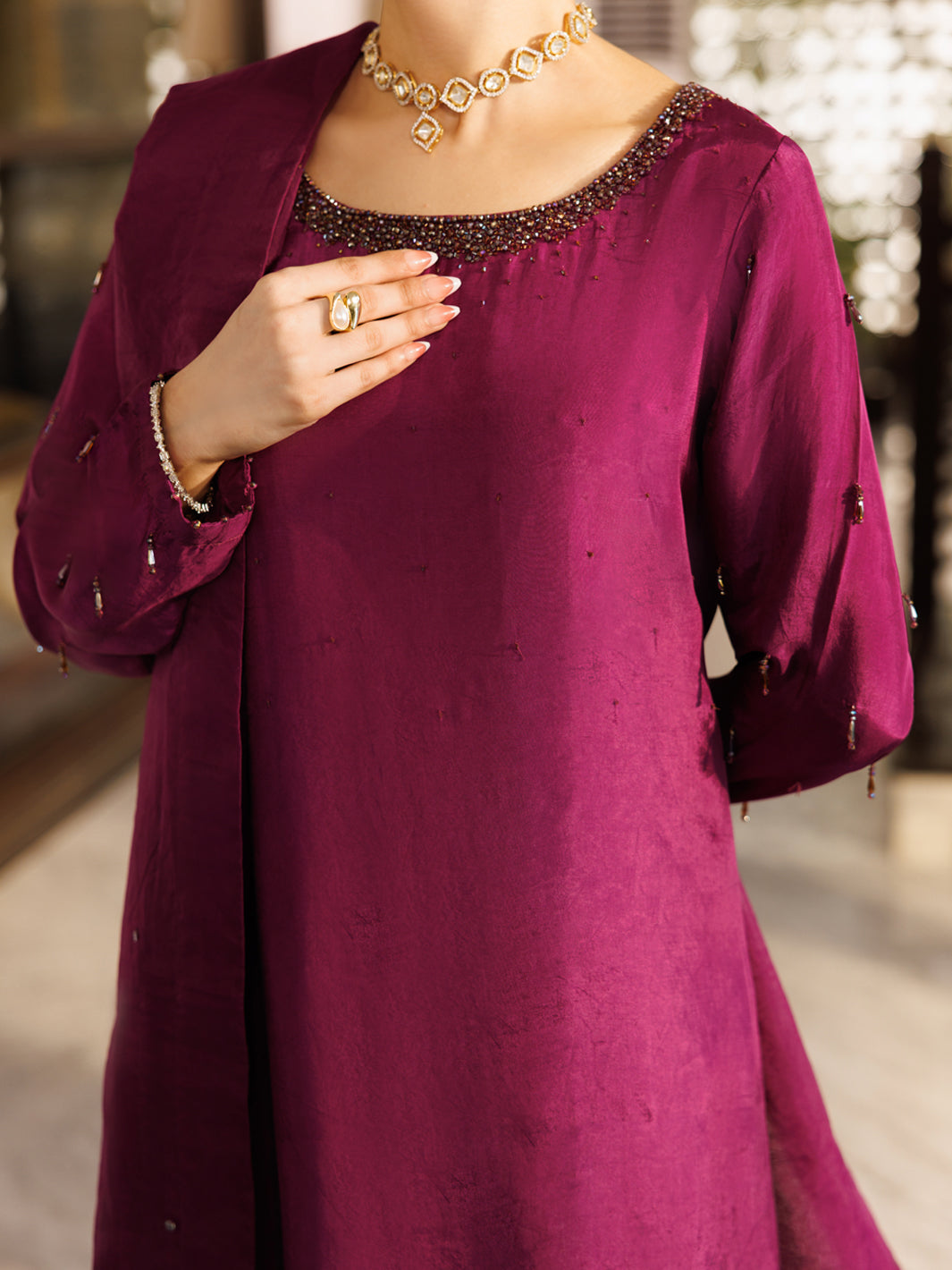 Silk Purple Stitched Suit - Almirah