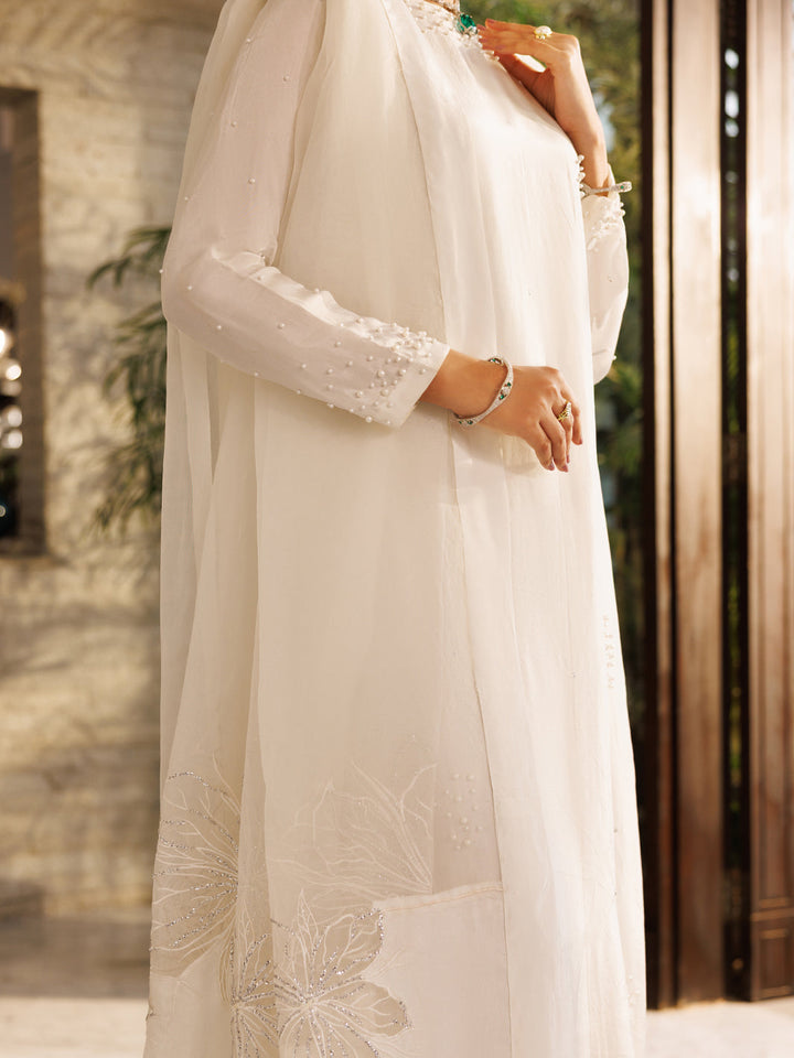 Silk Off White Stitched Suit - Almirah