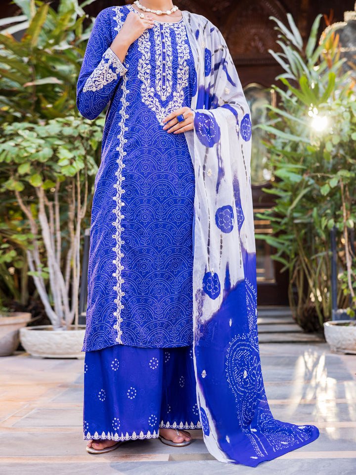 Cotton Blue Stitched Suit - Almirah