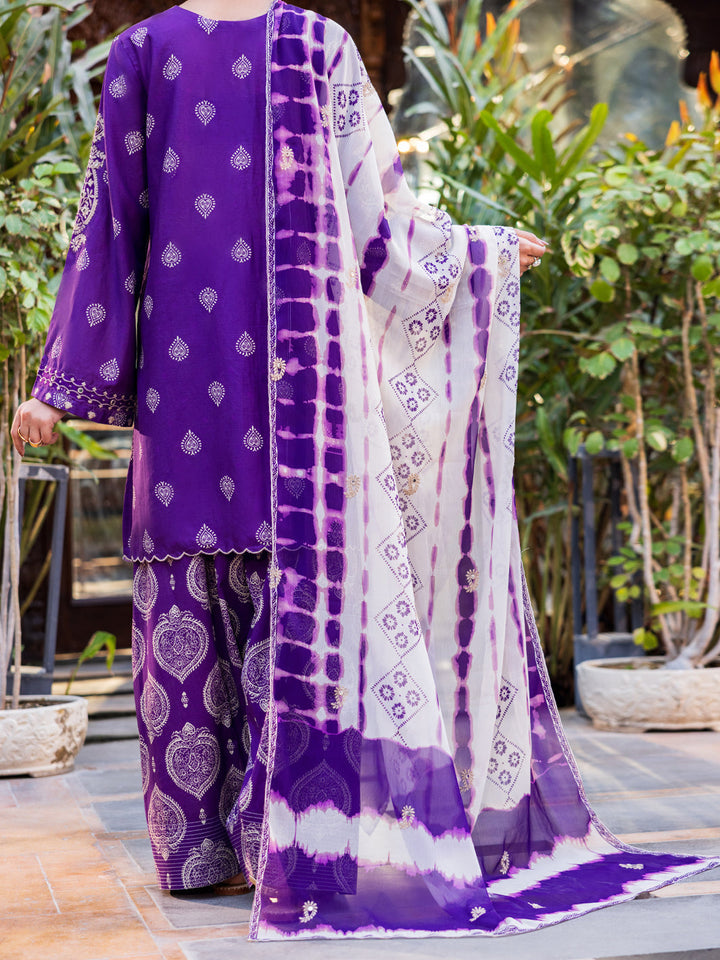 Cotton Purple Stitched Suit - Almirah
