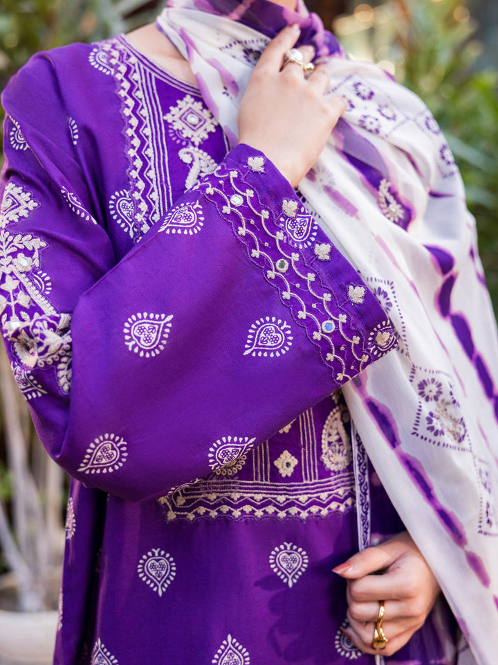 Cotton Purple Stitched Suit - Almirah