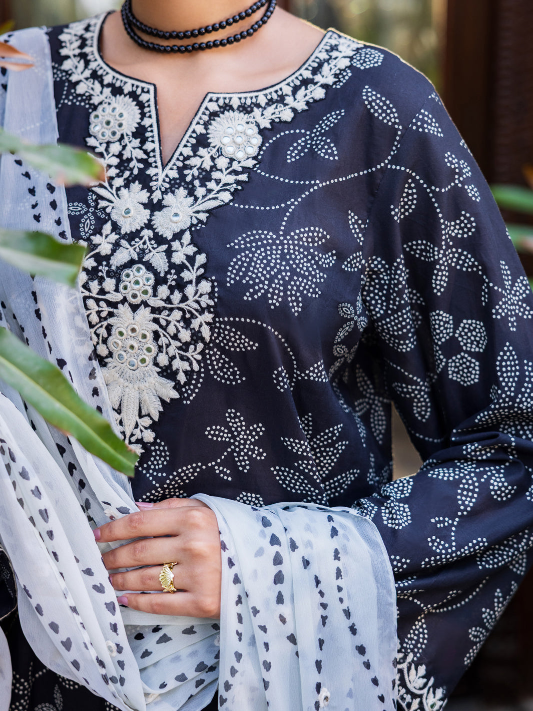 Cotton Black Stitched Suit - Almirah