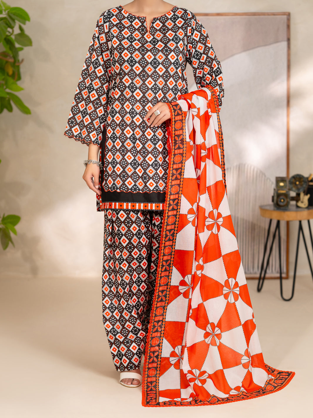Cotton Black Unstitched Suit - Almirah