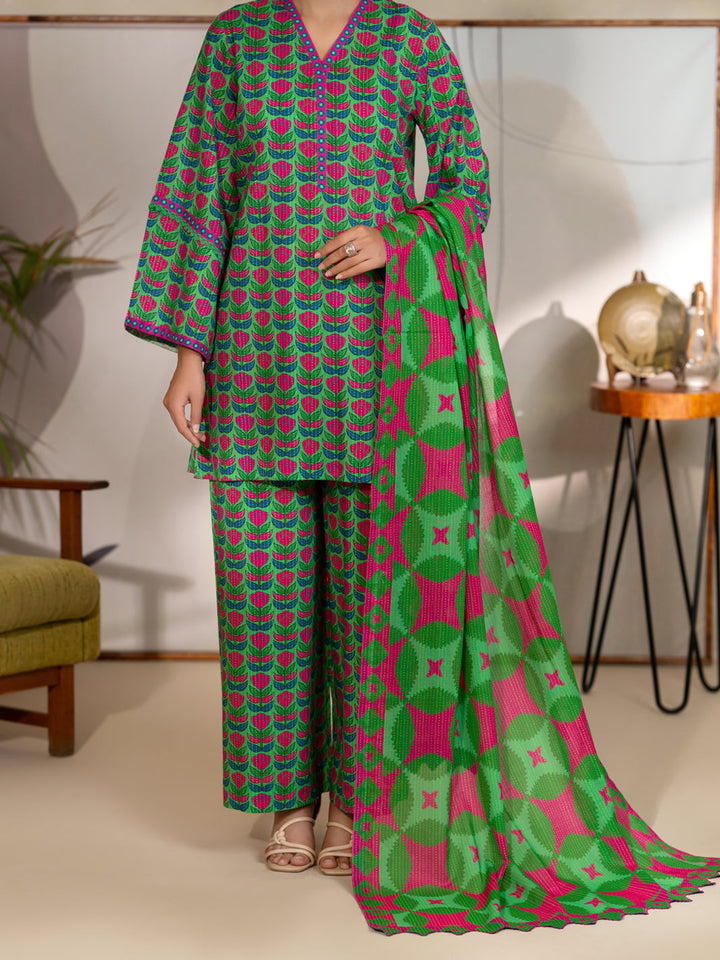 Cotton Green Unstitched Suit - Almirah