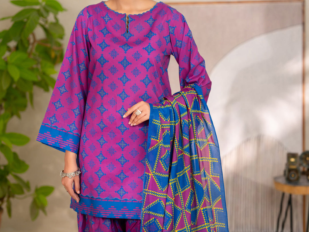 Cotton Purple Unstitched Suit - Almirah
