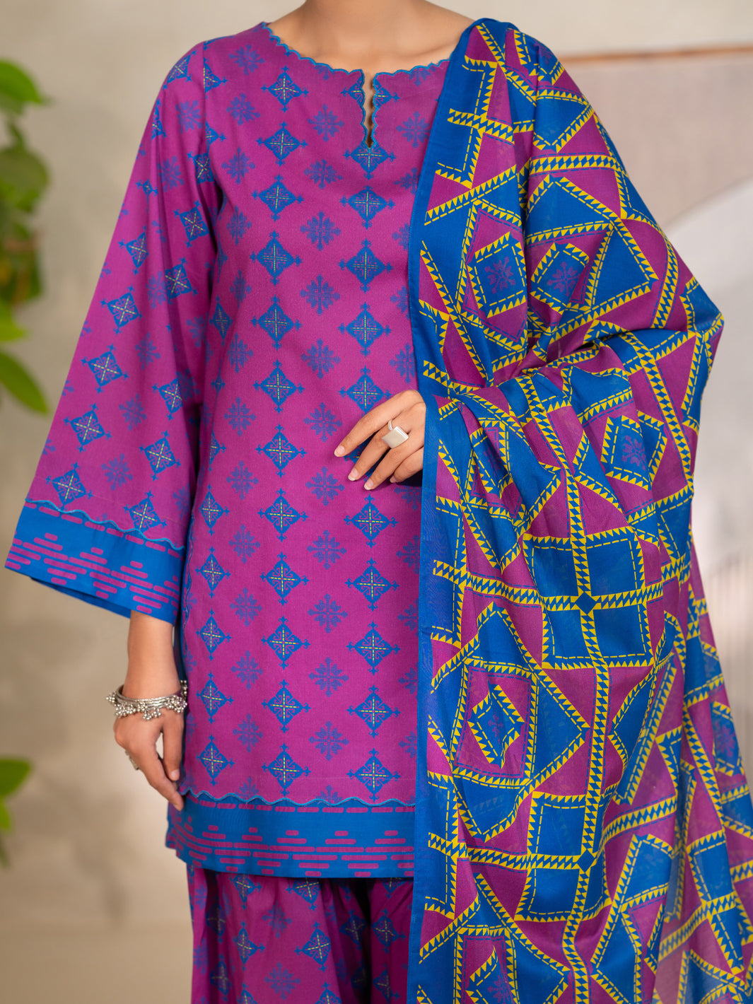 Cotton Purple Unstitched Suit - Almirah