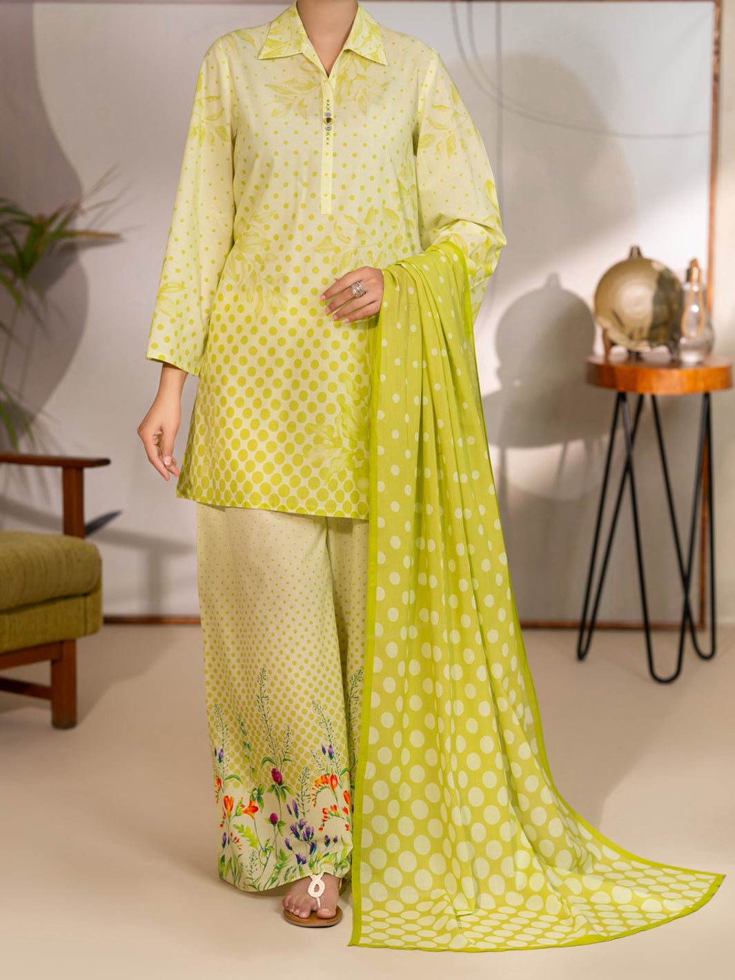 Cotton Yellow Unstitched Suit - Almirah