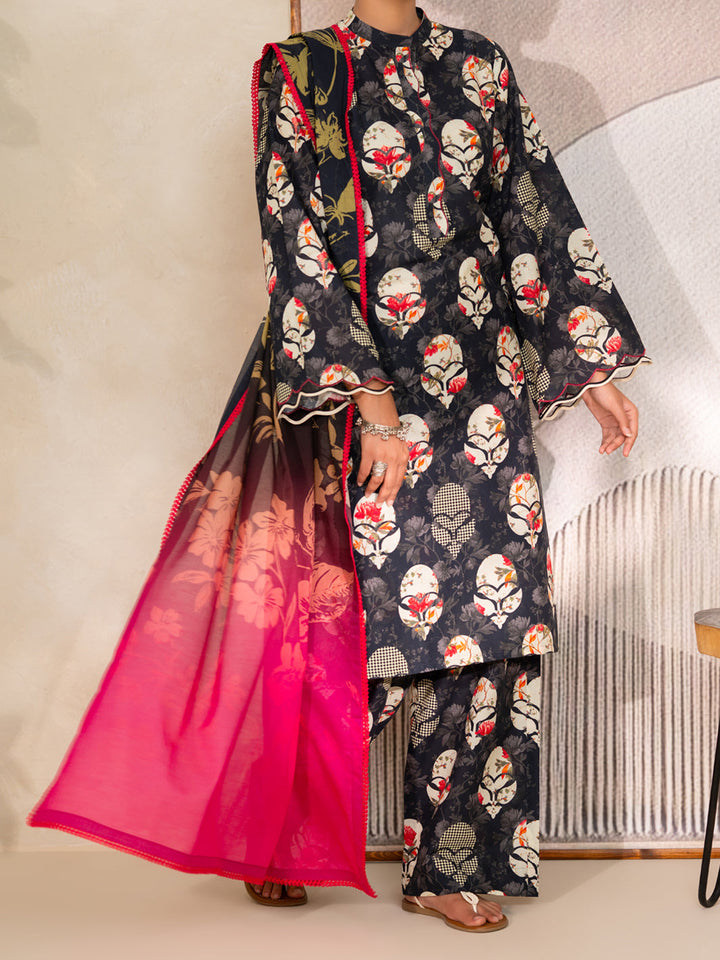 Lawn Black Unstitched Suit - Almirah
