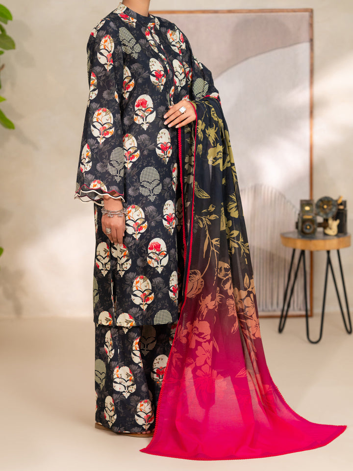 Lawn Black Unstitched Suit - Almirah