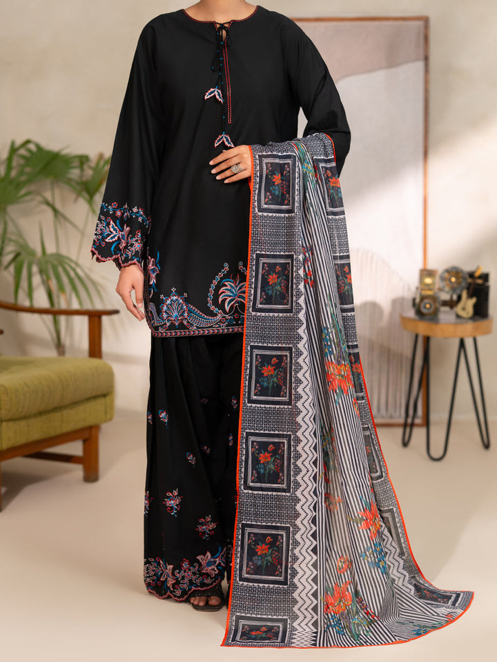 Cotton Black Unstitched Suit - Almirah