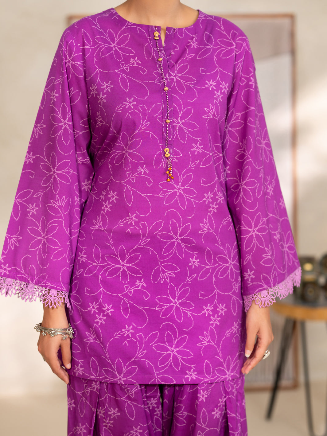 Cotton Purple Unstitched Suit - Almirah
