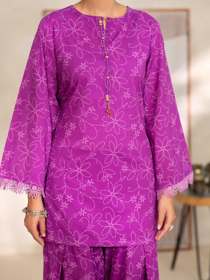 Cotton Purple Unstitched Suit - Almirah