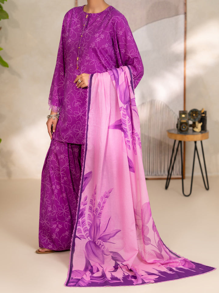 Cotton Purple Unstitched Suit - Almirah