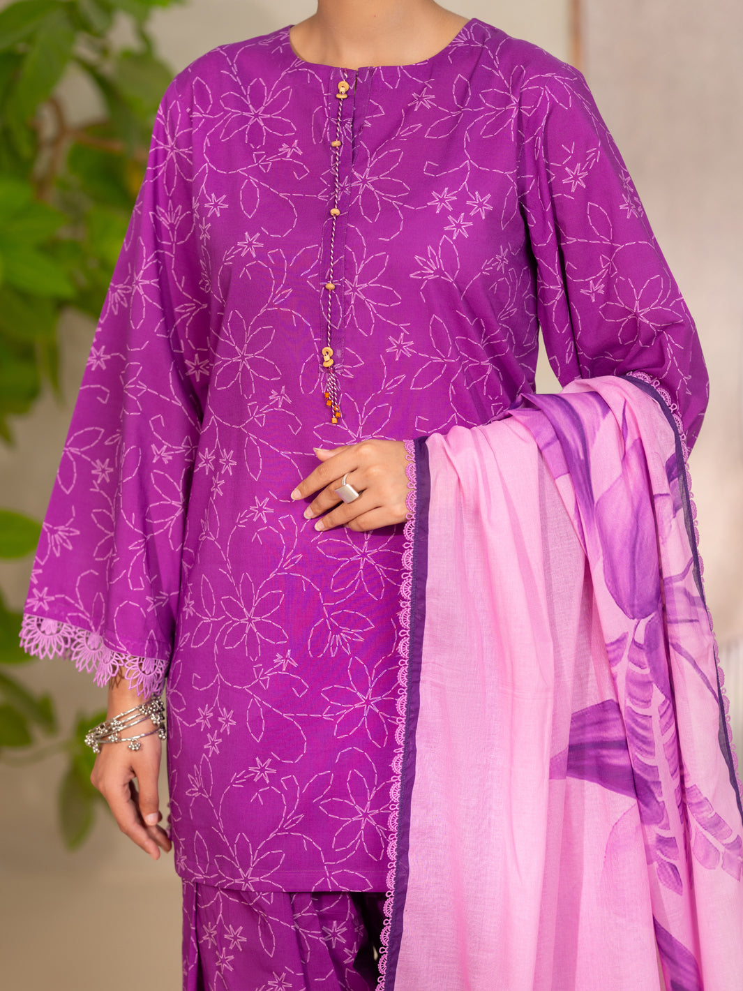 Cotton Purple Unstitched Suit - Almirah