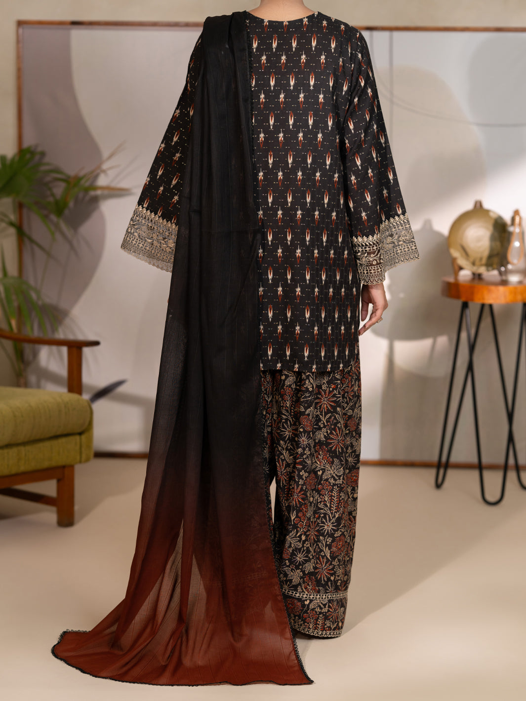 Cotton Dobby Black Unstitched Suit - Almirah