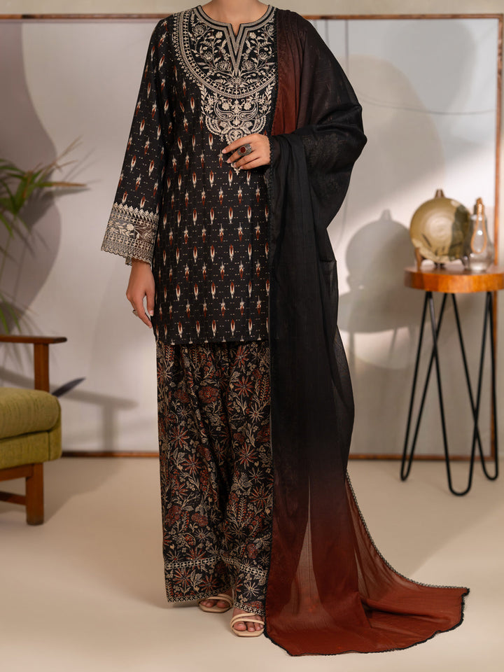 Cotton Dobby Black Unstitched Suit - Almirah