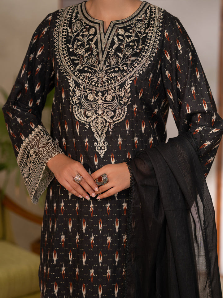 Cotton Dobby Black Unstitched Suit - Almirah