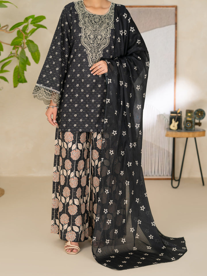 Cotton Dobby Black Unstitched Suit - Almirah