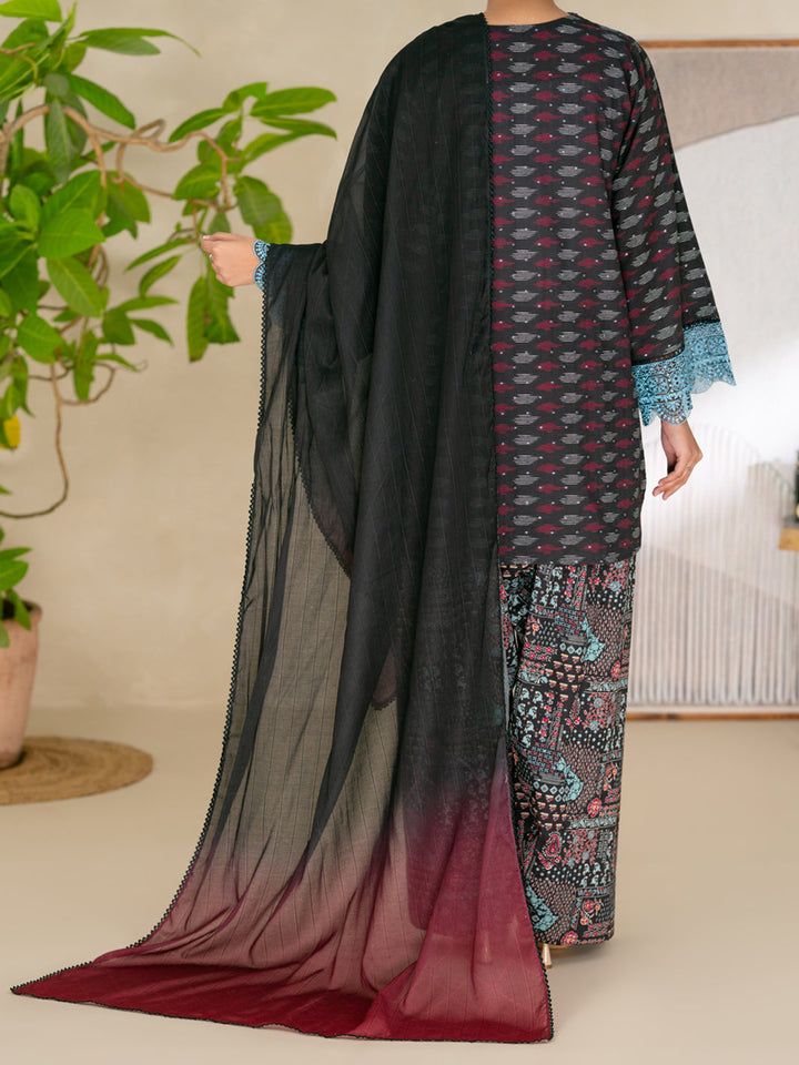 Cotton Black Unstitched Suit - Almirah