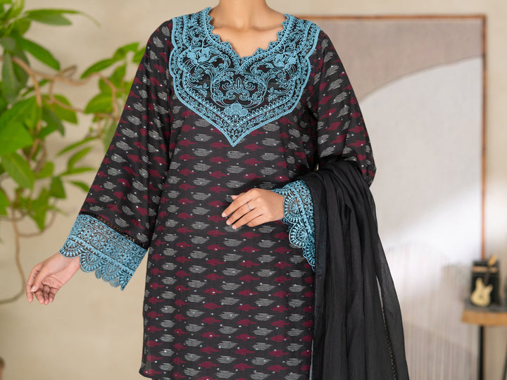 Cotton Dobby Black Stitched Suit - Almirah