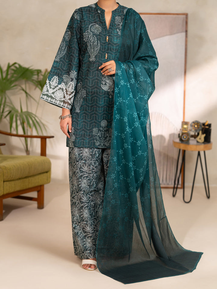 Cambric Green Unstitched Suit - Almirah
