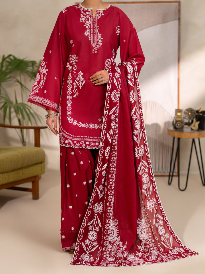 Cotton Maroon Unstitched Suit - Almirah