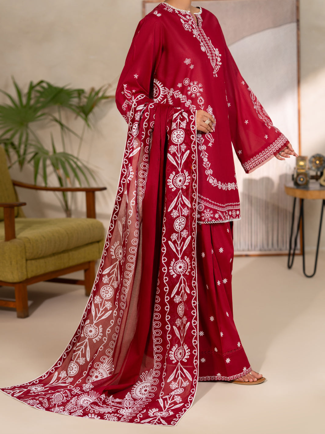 Cotton Maroon Unstitched Suit - Almirah