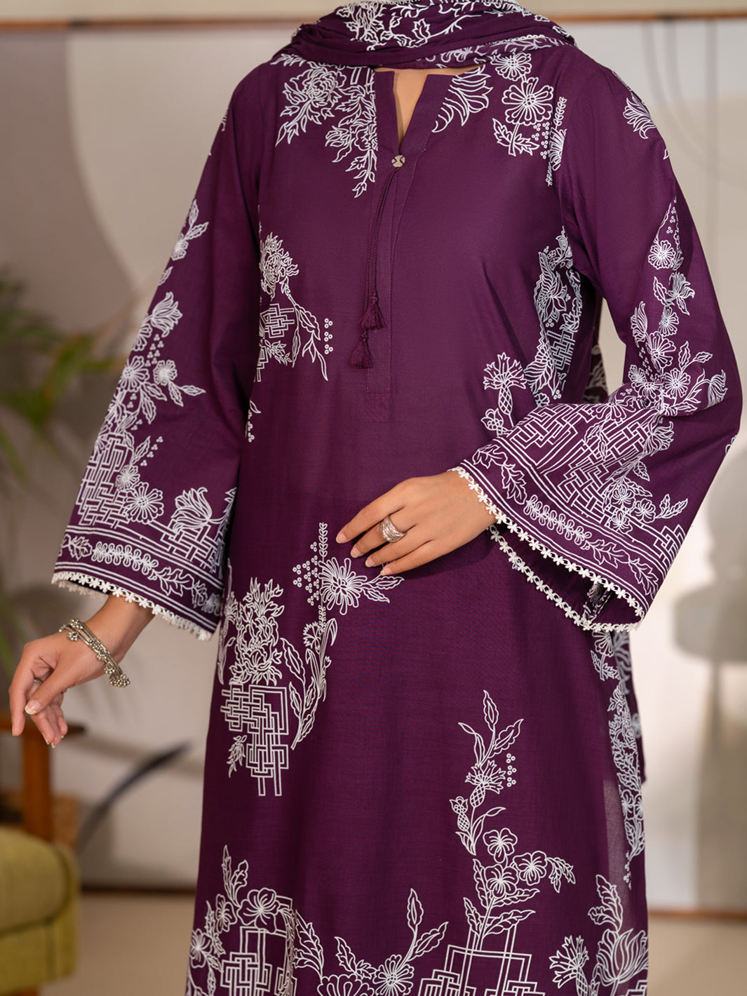 Cotton Purple Unstitched Suit - Almirah