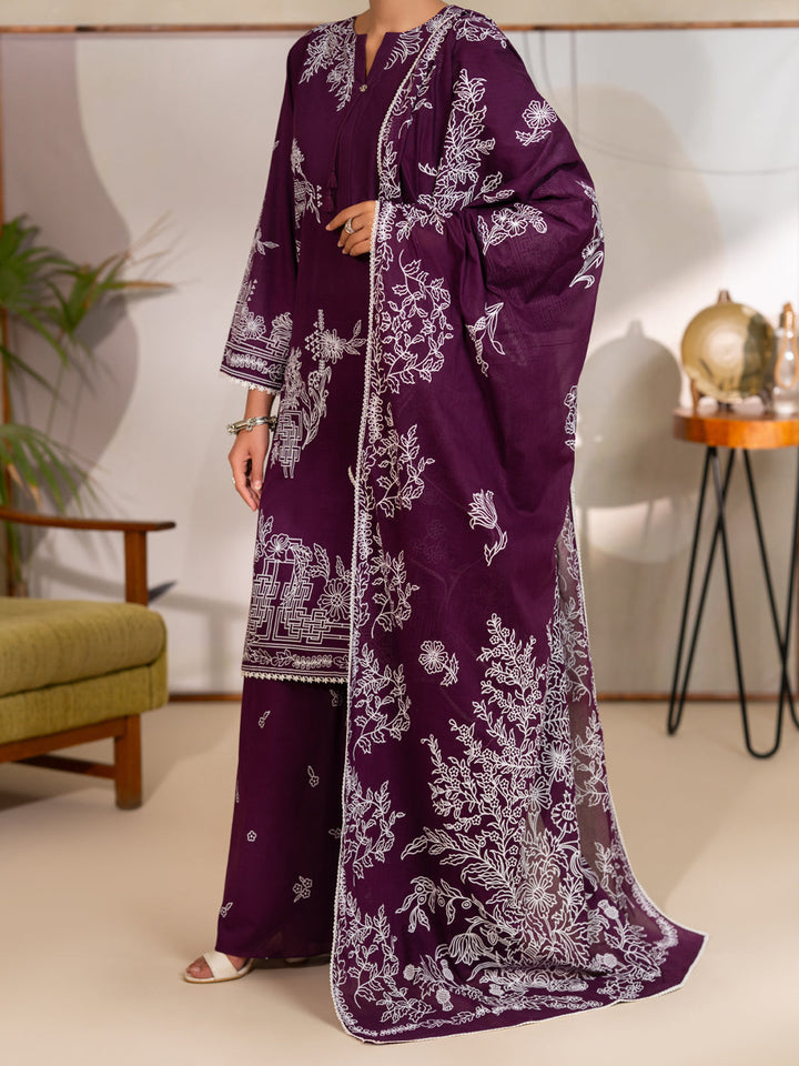Cotton Purple Unstitched Suit - Almirah