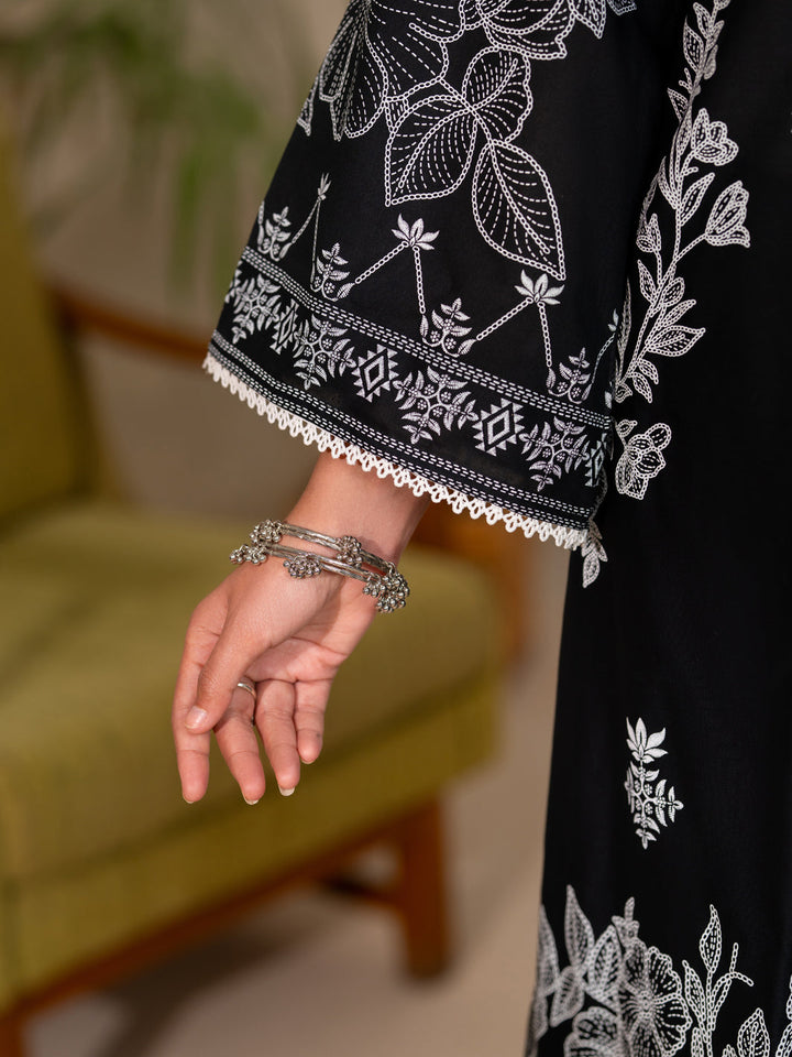 Cotton Black Unstitched Suit - Almirah