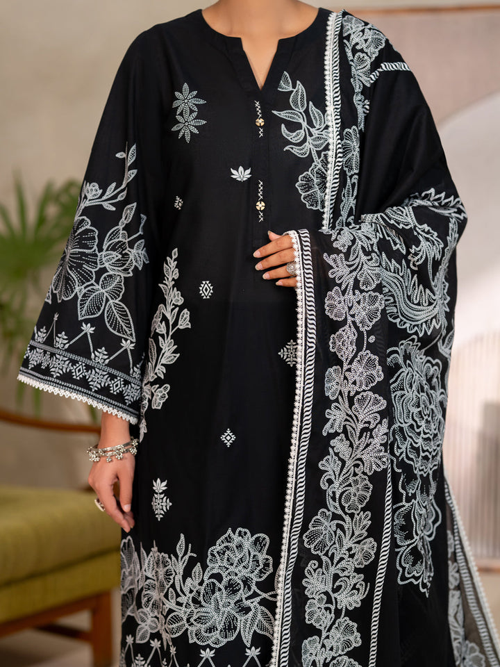 Cotton Black Unstitched Suit - Almirah