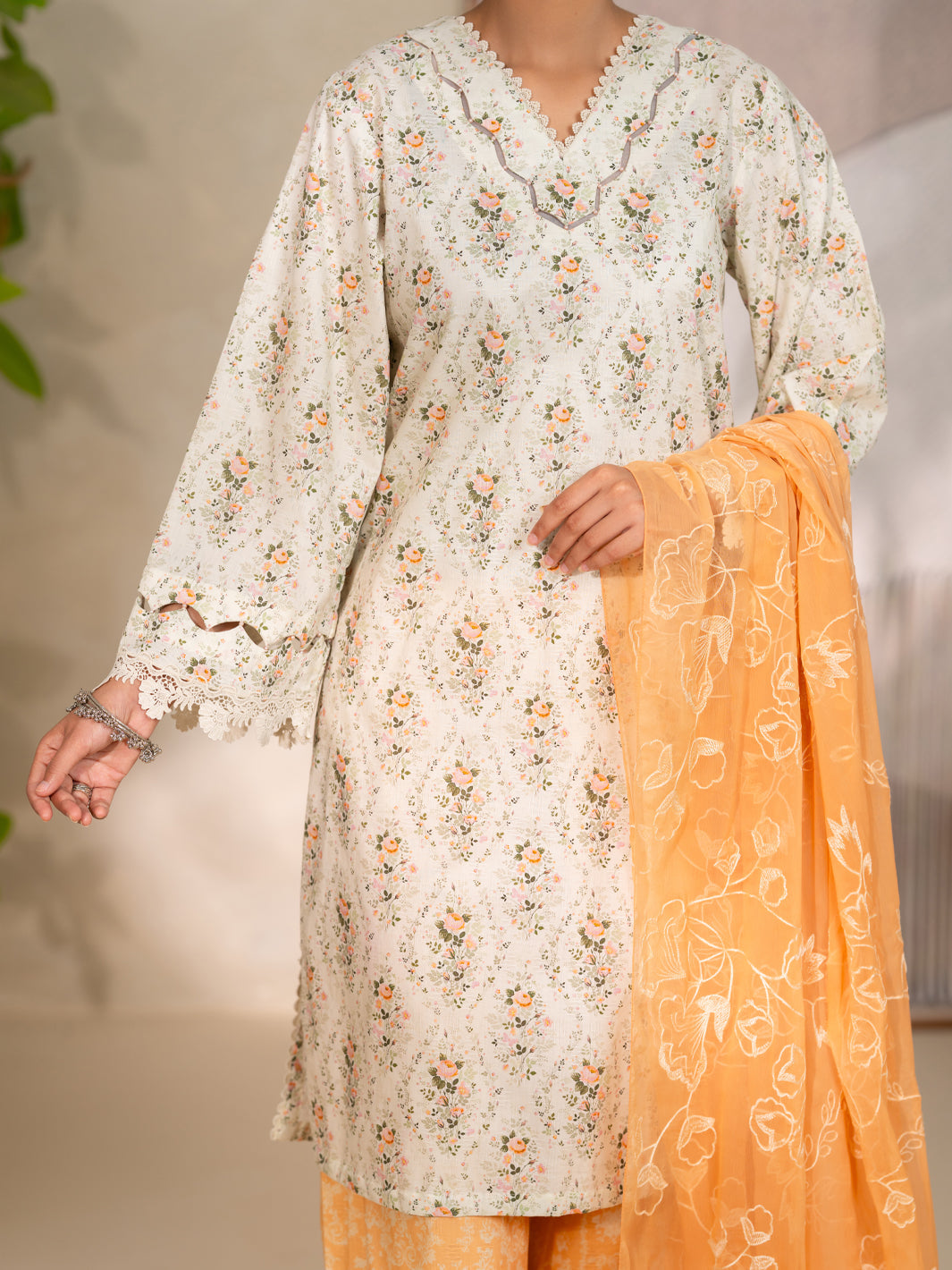 Cotton Dobby Off White Unstitched Suit - Almirah