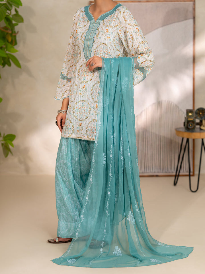 Cotton Lino Ivory Unstitched Suit - Almirah