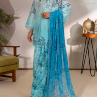 Cotton Sky Blue Unstitched Suit - Almirah