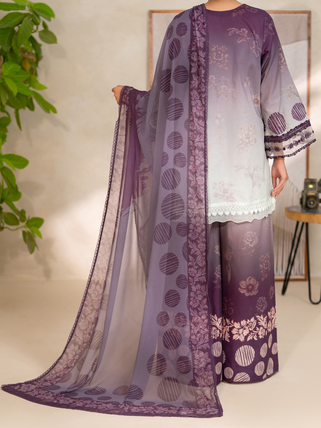 Lawn Plum Unstitched Suit - Almirah