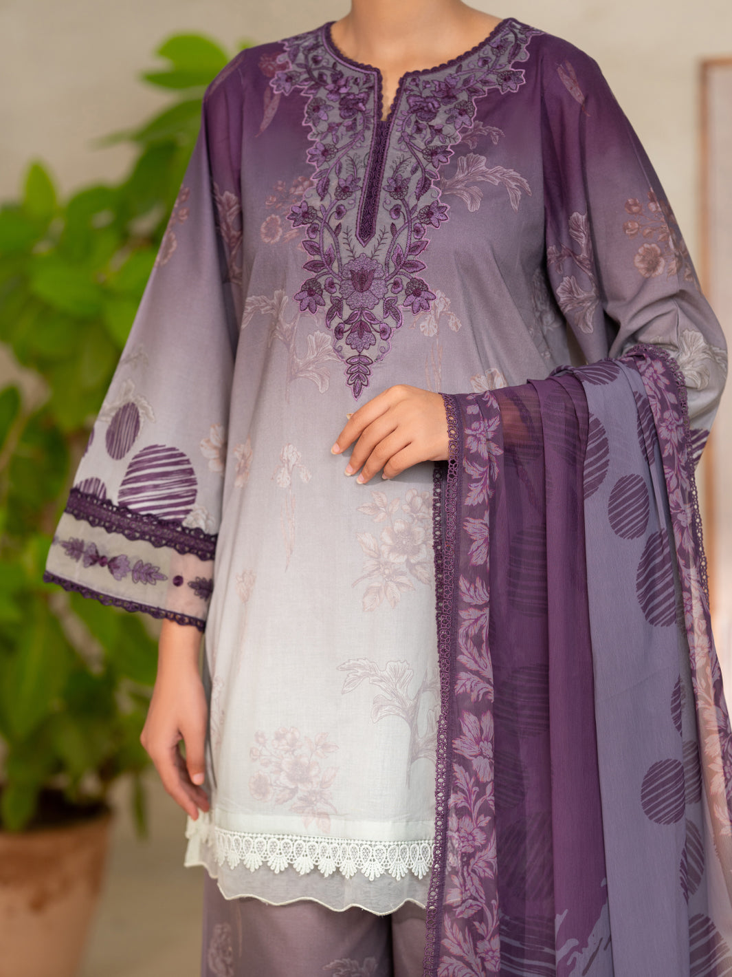Lawn Plum Unstitched Suit - Almirah