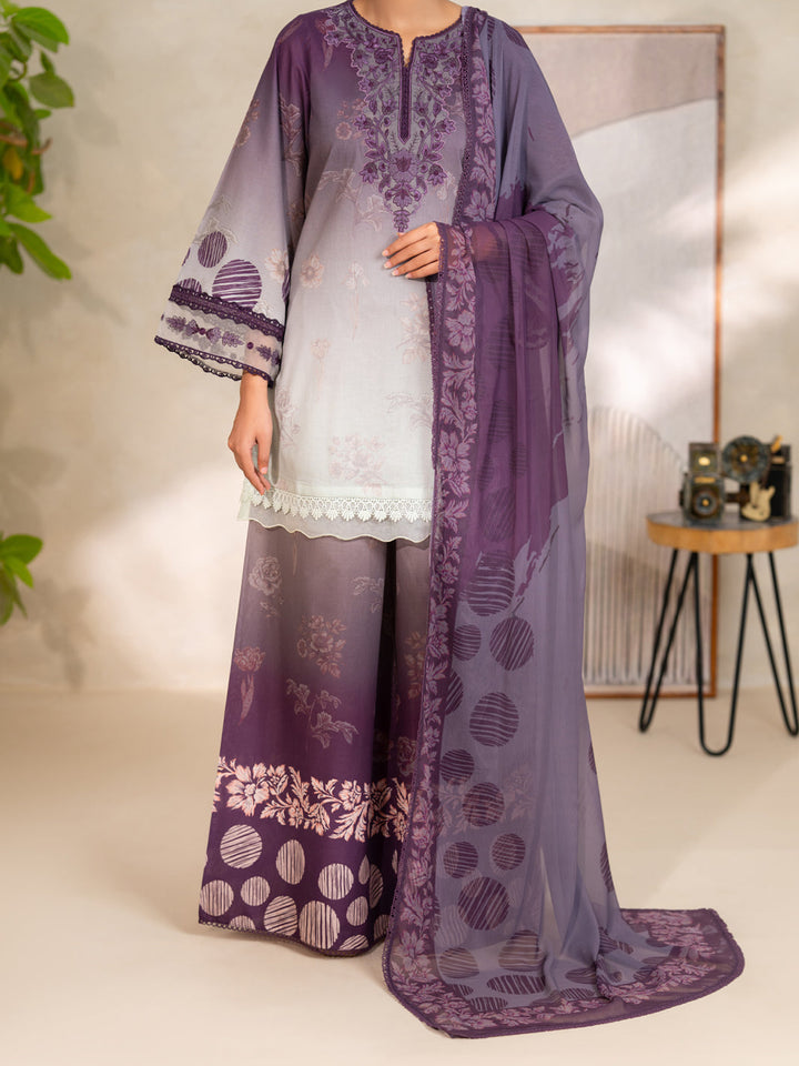 Lawn Plum Unstitched Suit - Almirah