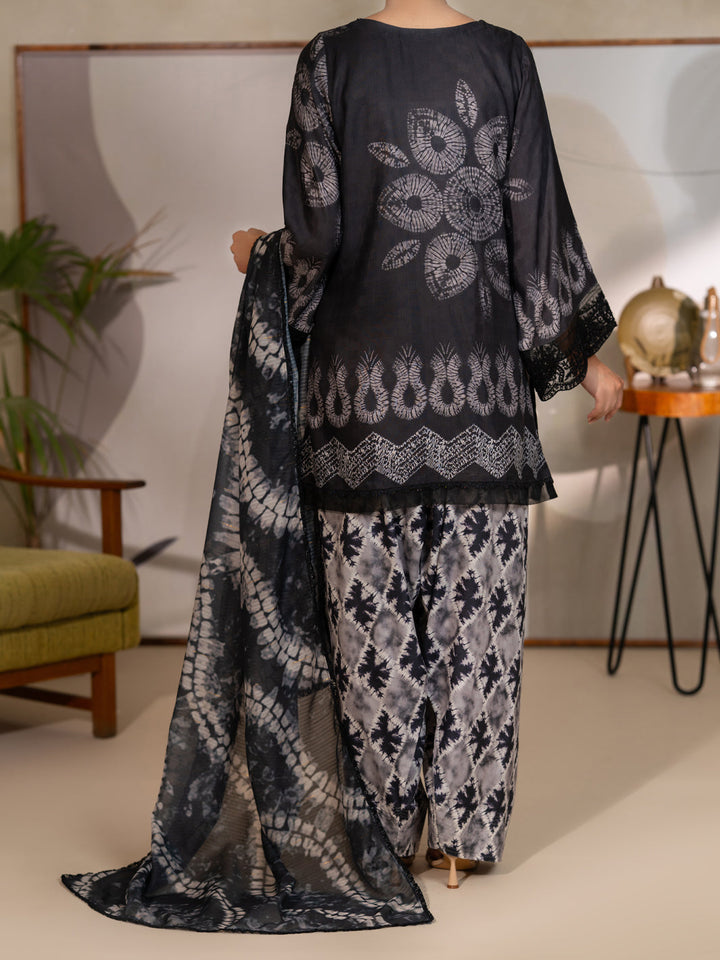 Swiss Jacquard Black Unstitched Suit - Almirah