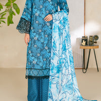Swiss Jacquard Blue Unstitched Suit - Almirah