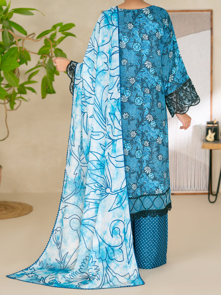 Swiss Jacquard Blue Unstitched Suit - Almirah