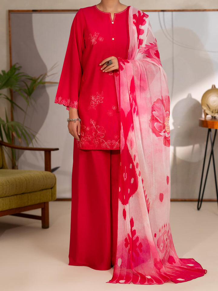 Dyed Lawn Pink Unstitched Suit - Almirah