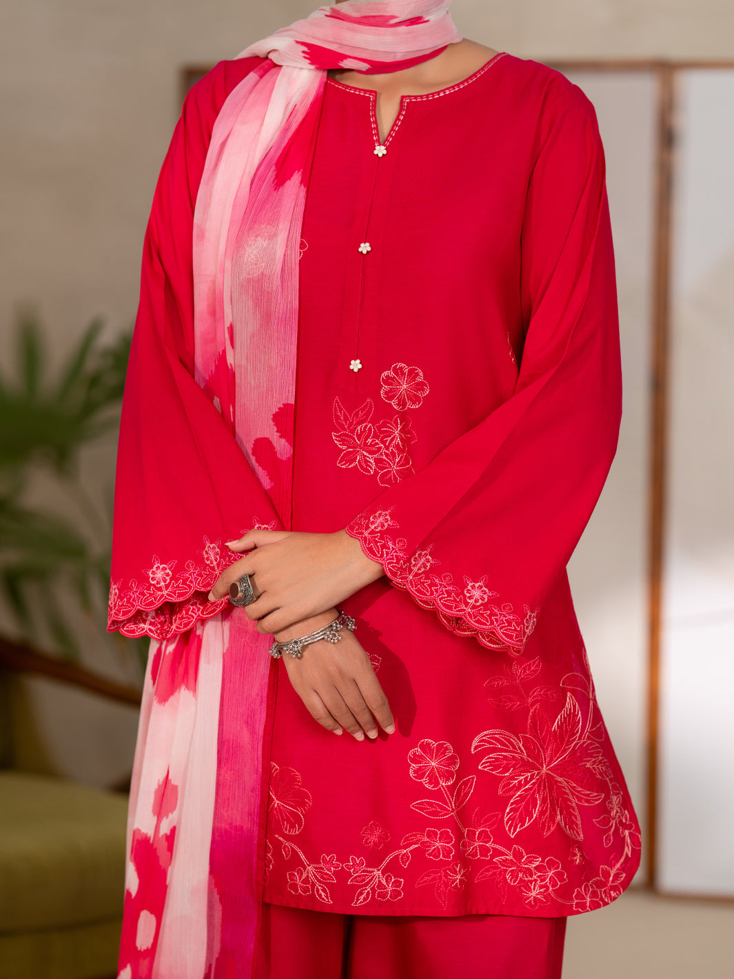 Dyed Lawn Pink Unstitched Suit - Almirah